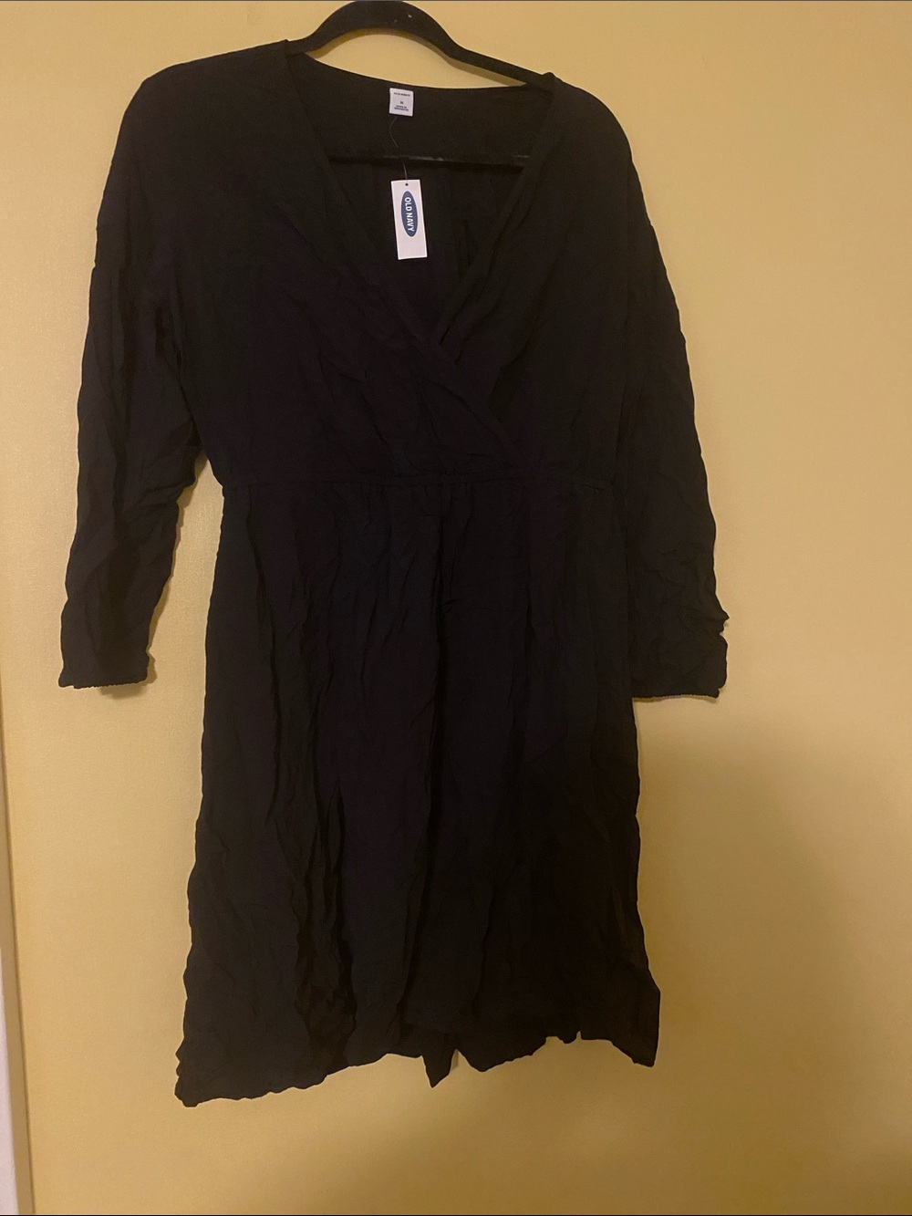 Old Navy Black Wrap-Style V-Neck Dress